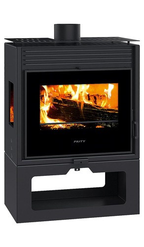 Panoramic wood burning stove - burning,